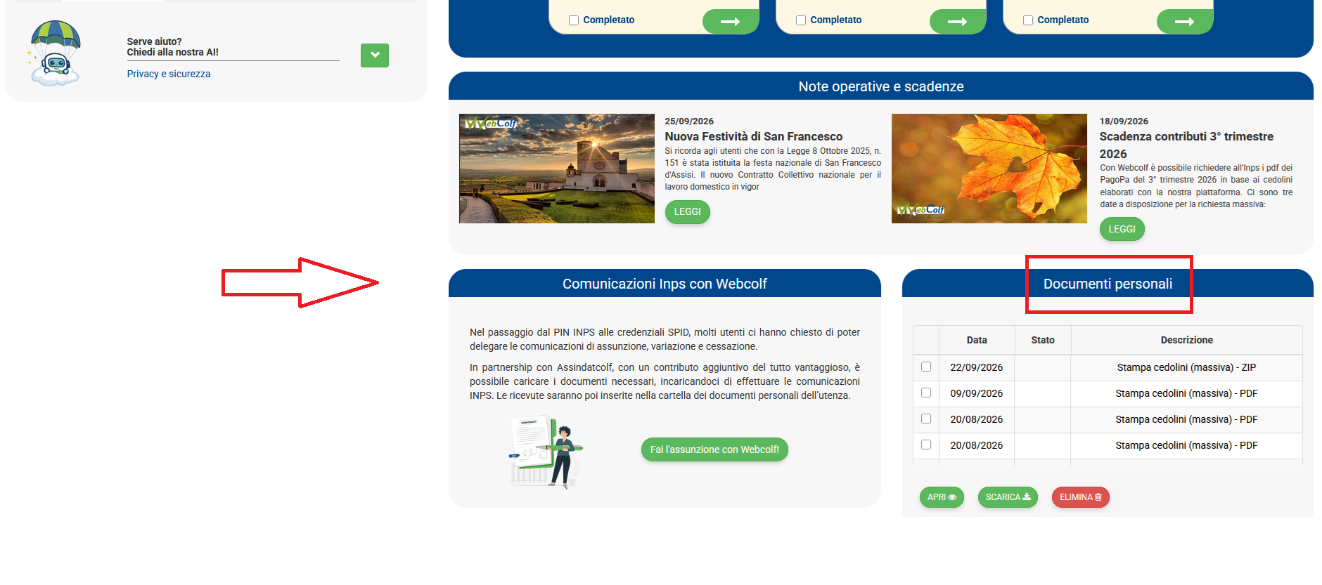 Documenti personali pagopa Webcolf